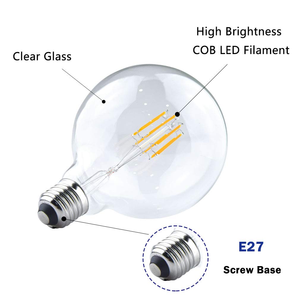 8W G125 E27 LED Vintage Light Bulb