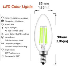 4W C35 E12 LED Green Vintage Light Bulb