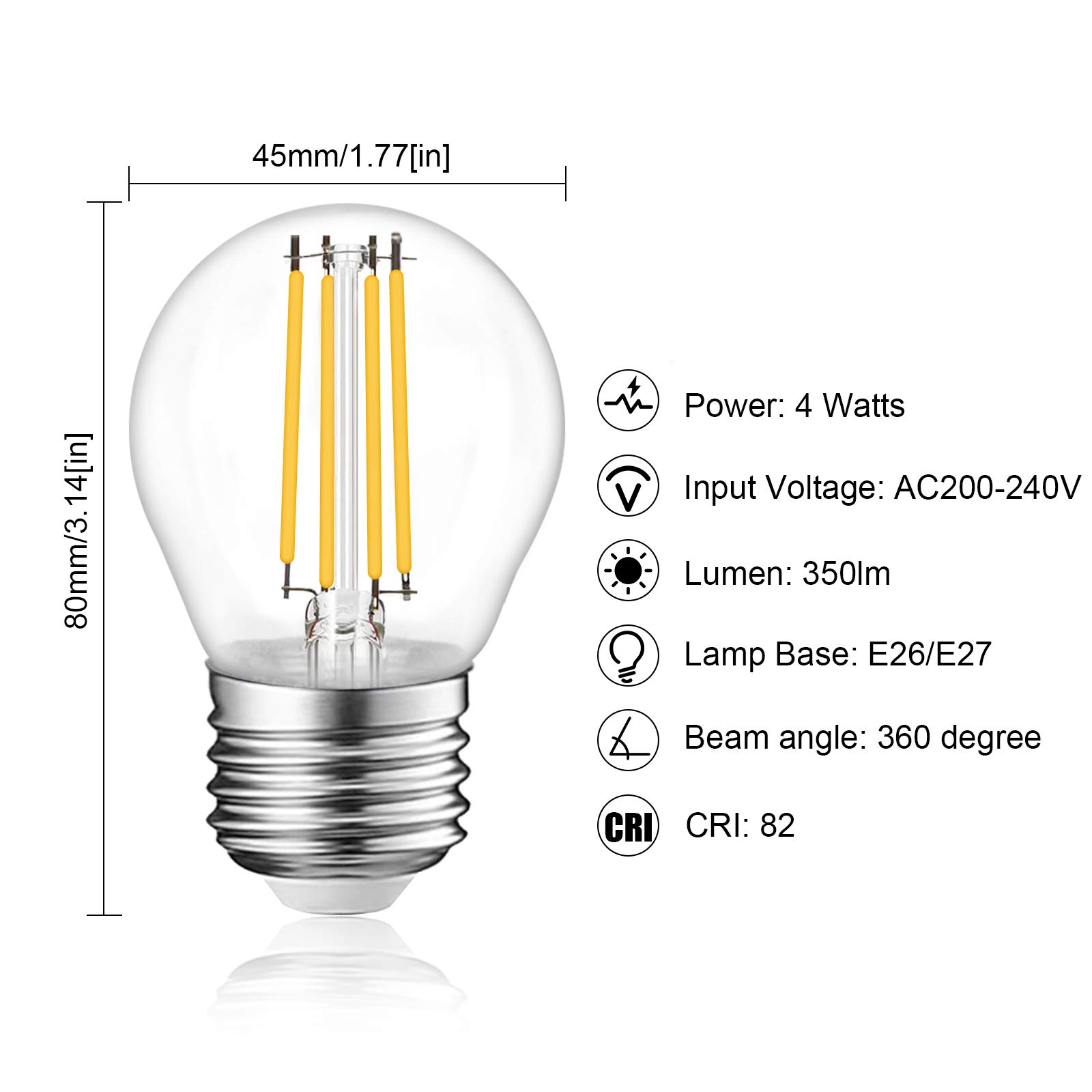 4W G45 E27 LED Vintage Light Bulb