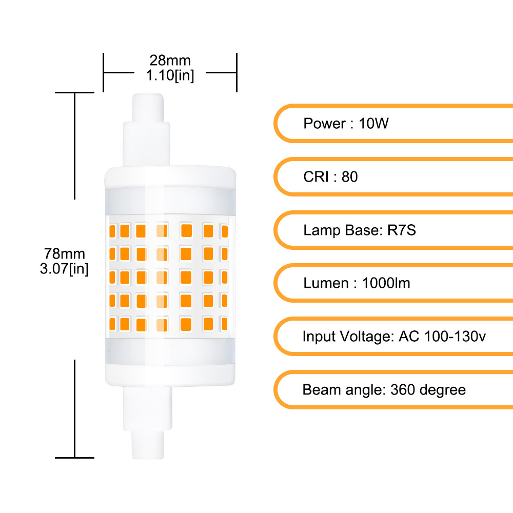10W Dimmable R7S LED Light Bulbs