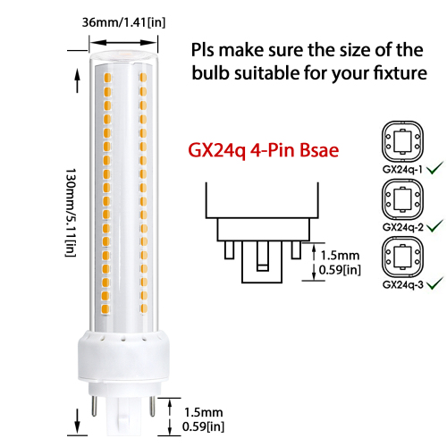 13W GX24Q 4-Pin LED PLC Lamp