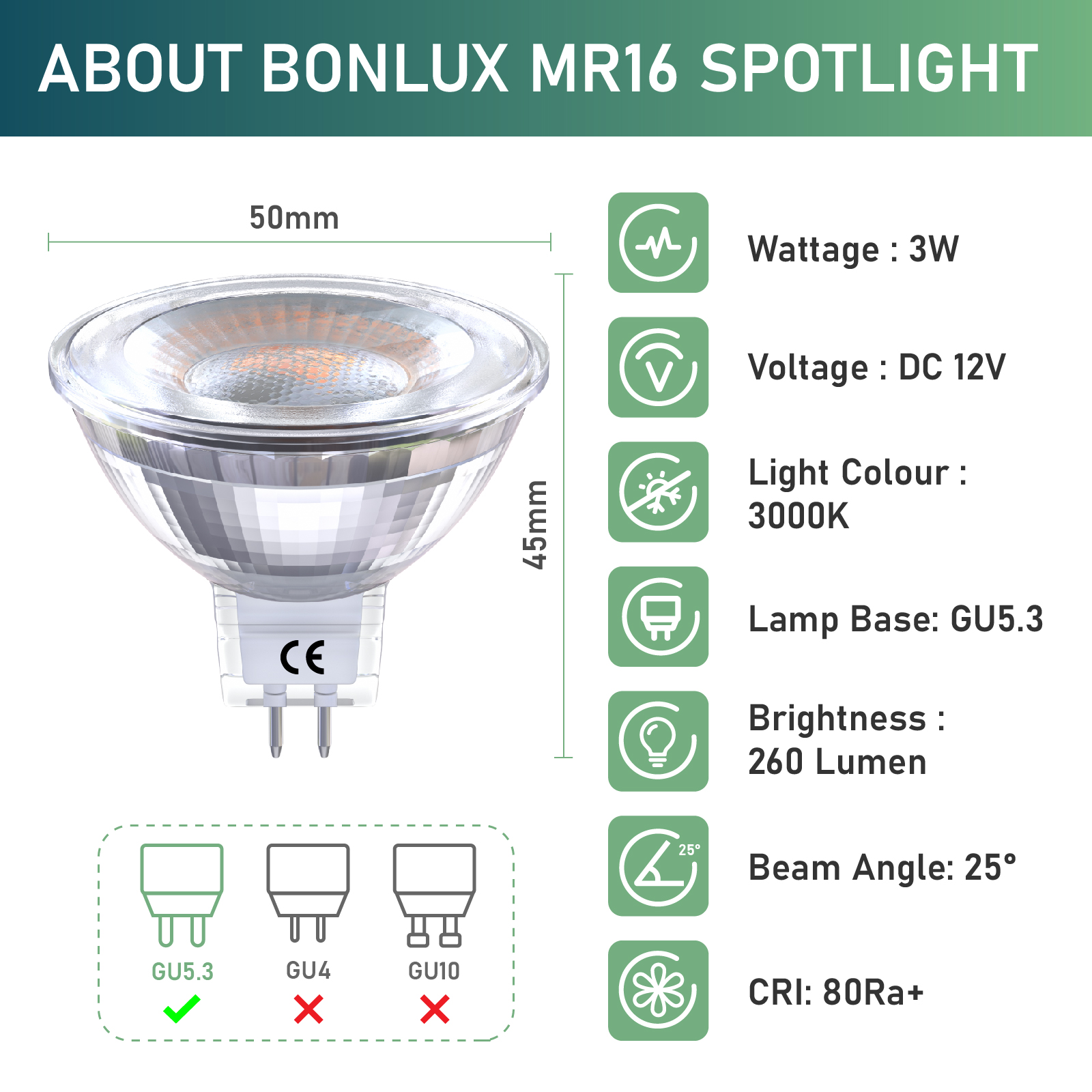 MR16 LED Strahler MCOB 3/5W, Reflektor Strahler