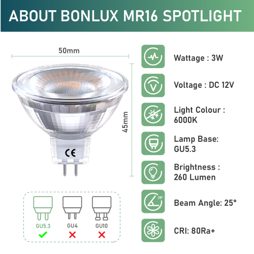 5W GU5.3 MR16 LED Spotlight Bulb