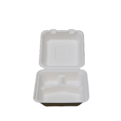 8 Inch 3 Compartments Square Clamshell Pulp Food Container