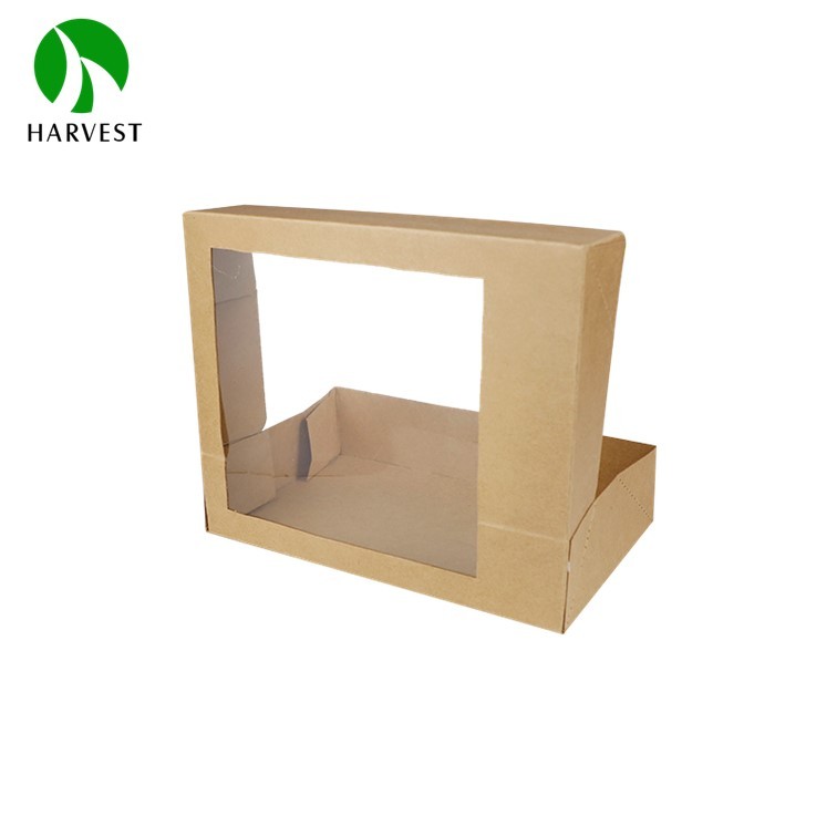 4.8" x 8" x 1.8" Kraft Paper Food Box with Window