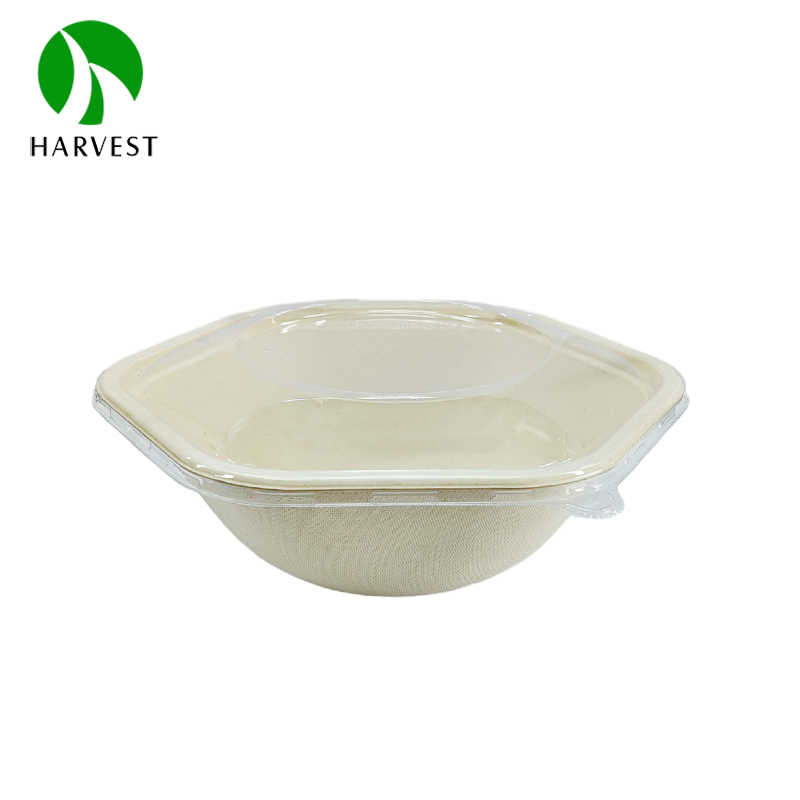 8 inch 32oz/1000ml Hexagonal Pulp Food Box