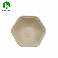 8 inch 24oz/750ml Hexagonal Pulp Salad Container