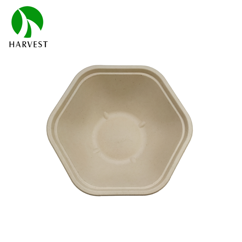 8 inch 24oz/750ml Hexagonal Pulp Salad Container