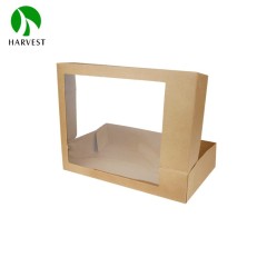 5.15" x 8.8" x 1.8" Kraft Paper Food Box with Window
