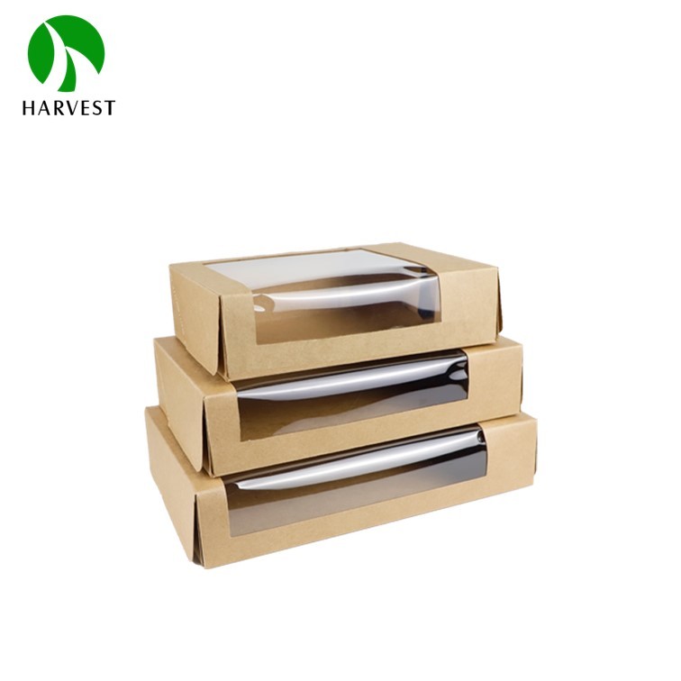 5.15" x 8.8" x 1.8" Kraft Paper Food Box with Window