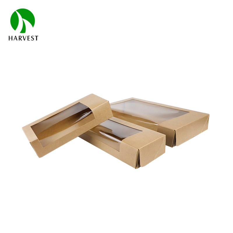 5.15" x 8.8" x 1.8" Kraft Paper Food Box with Window