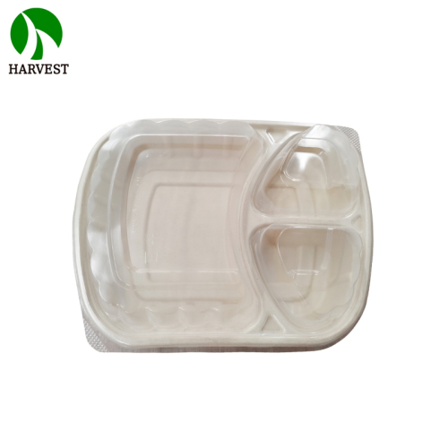 1000ml 3 Compartments Fiber Pulp Lunch Box with Lid