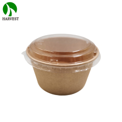Kraft Paper Take Away Food Packaging Disposable Takeaway Craft Paper Bowls with Lid