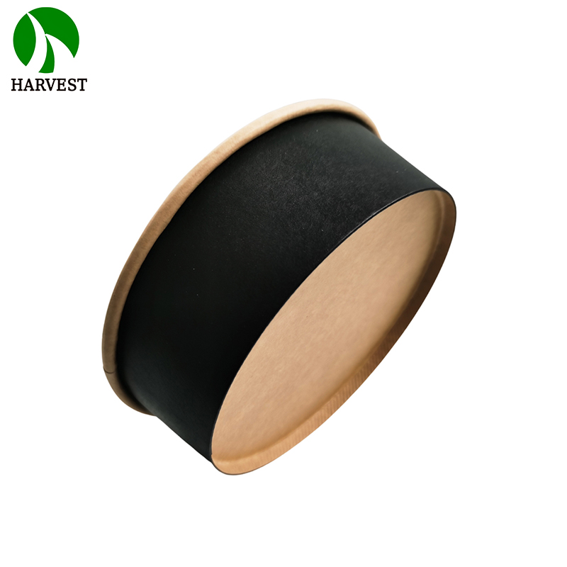 16oz 24oz 32oz Black Kraft Paper Round Salad Bowls