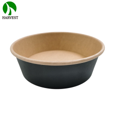 16oz 24oz 32oz Black Kraft Paper Round Salad Bowls
