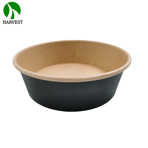 16oz 24oz 32oz Black Kraft Paper Round Salad Bowls