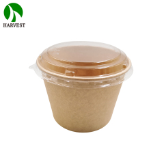Kraft Paper Take Away Food Soup Salad Packaging Disposable Takeaway Craft Paper Bowls with Lid