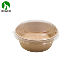 Kraft Paper Take Away Food Soup Salad Packaging Disposable Noodle Takeaway Craft Paper Bowls with Lid