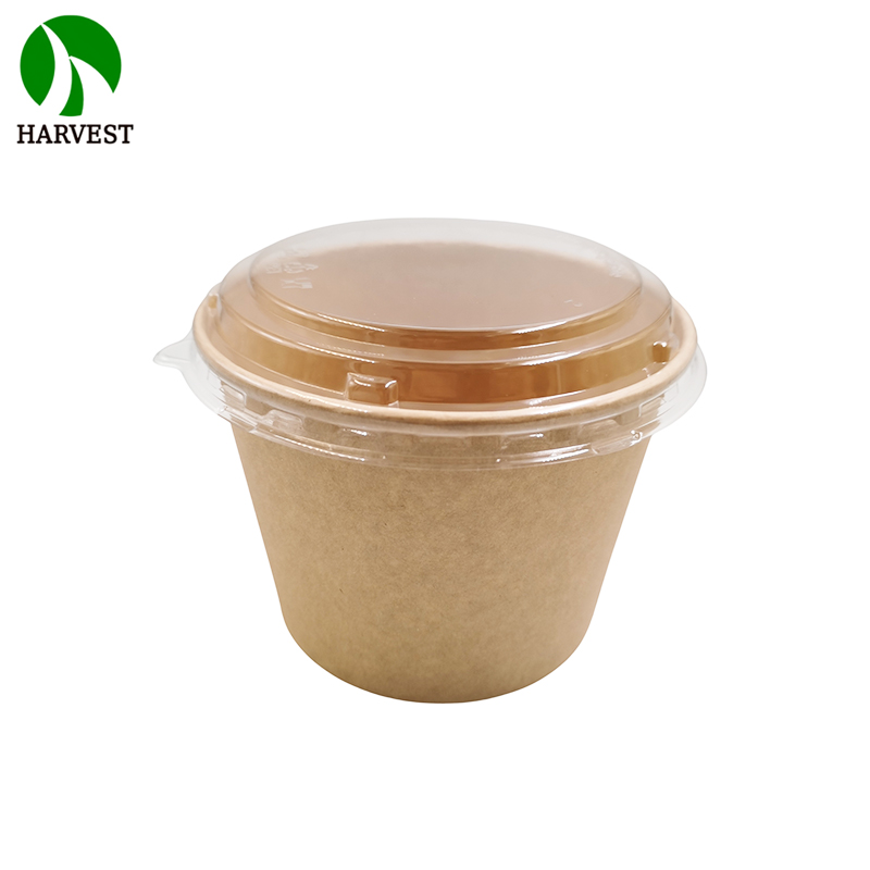 Disposable Kraft Paper Noodle Bowls with Lid