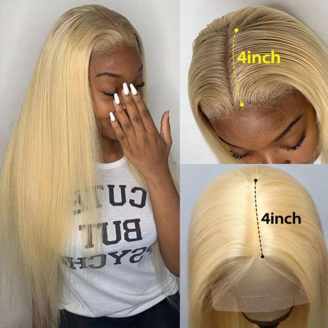 Brazilian Straight Hair Lace Front Wig Blonde 13x4x1" Human Hair HD Transparent Lace Wig