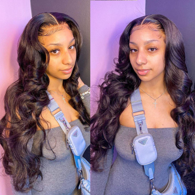 ALIKISS Brazilian Body Wave 13x4" Lace Frontal Pre Plucked Remy Human Hair Transparent Lace Frontal Natural Hairline Body Wave Hair
