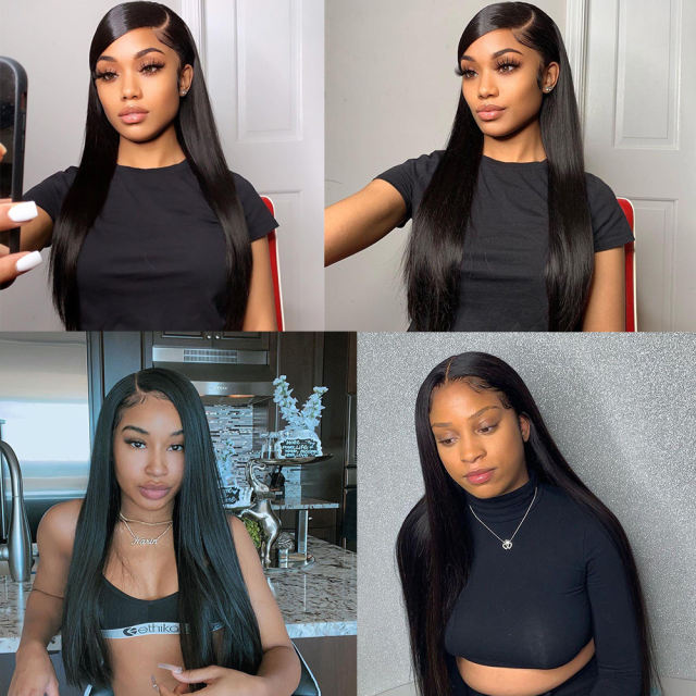 ALIKISS 4X4" Lace Closure Brazilian Straight Human Hair Closure with Baby Hair Natural Hairline