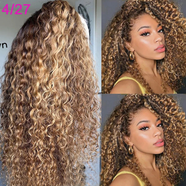 Brazilian Curly Hair Lace Front Wig Highlight Lace Wig 13x1"/13x4" Lace Pre Plucked Mongolian Curly Transparent Lace Wigs