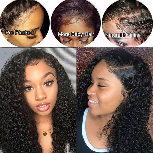 ALIKISS Deep Wave Hair 13x4" Transparent Lace Front Wig Brazilian Deep Wave Lace Frontal Wigs Ear to Ear Human Hair Wig Pre Plucked