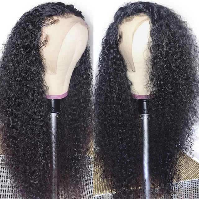 ALIKISS Curly Hair 13x4" Lace Front Wigs Kinky Curly Hair Brazilian Curly Hair Transparent Lace Frontal Wigs Pre Plucked Human Hair