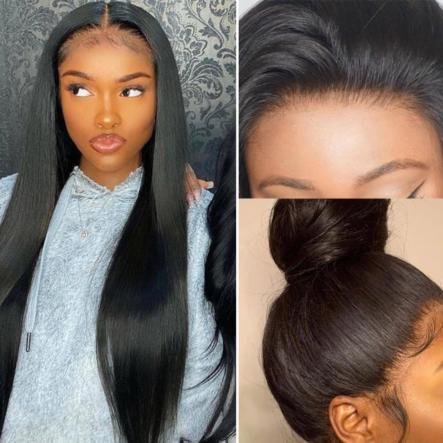 ALIKISS Human Hair Straight Lace Closure Wig 4x4" Lace Wig Brazilian Straight Hair Lace Wig Pre Plucked Peruvian Hair Malaysian Straight
