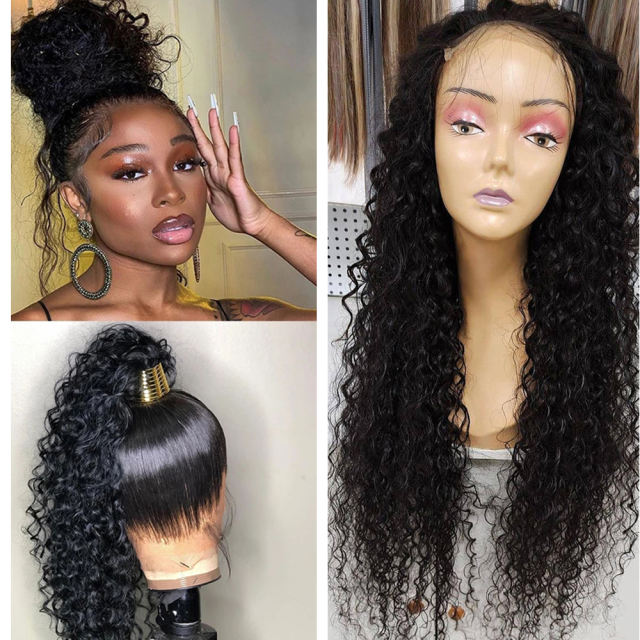ALIKISS Brazilian Water Wave Wig 4x4" Lace Closure Wig Human Hair Wigs Pre Plucked Transparent Lace Wig with Baby Hair