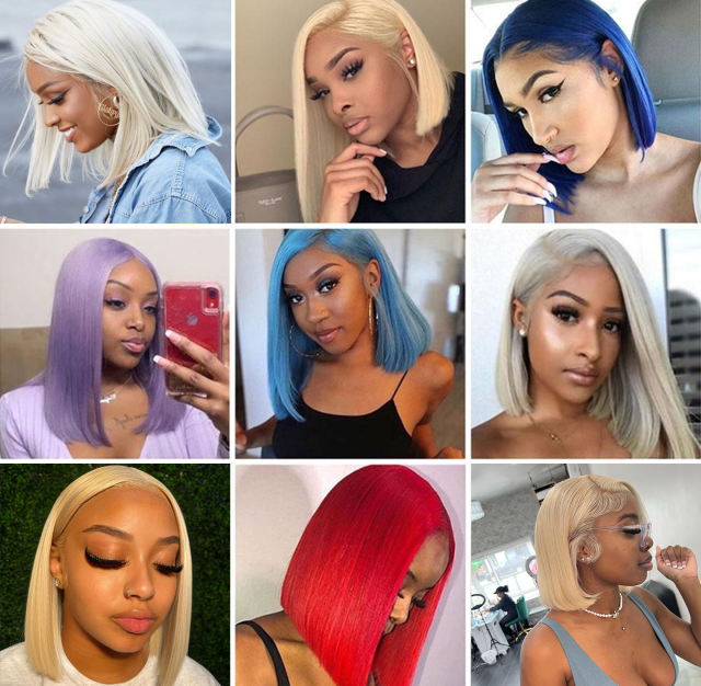 ALIKISS Brazilian Straight Human Hair Lace Front Wig 4x4"/13x4" Blonde Lace Closure Wig #613 Transparent Lace Bob Wig