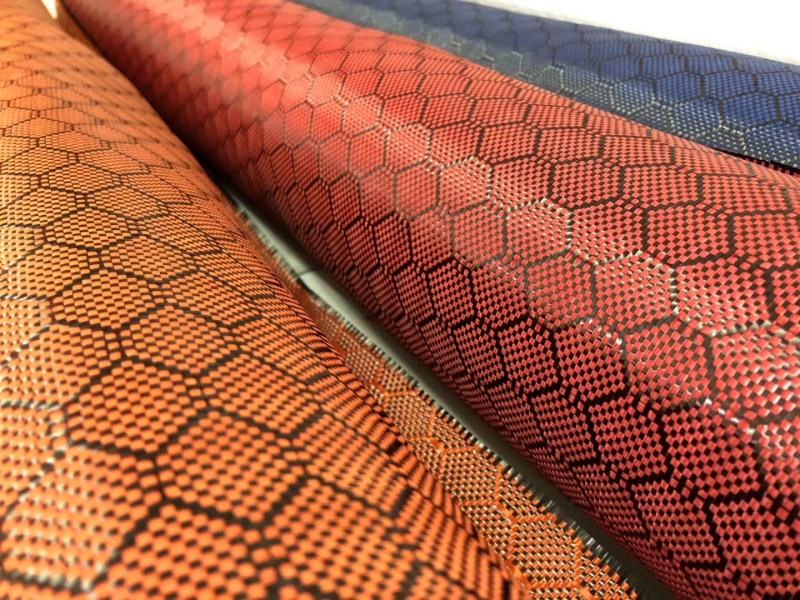 Popular custom 3K 240gsm colorful honeycomb/hexagonal dry carbon fibers / carbon fiber clothes