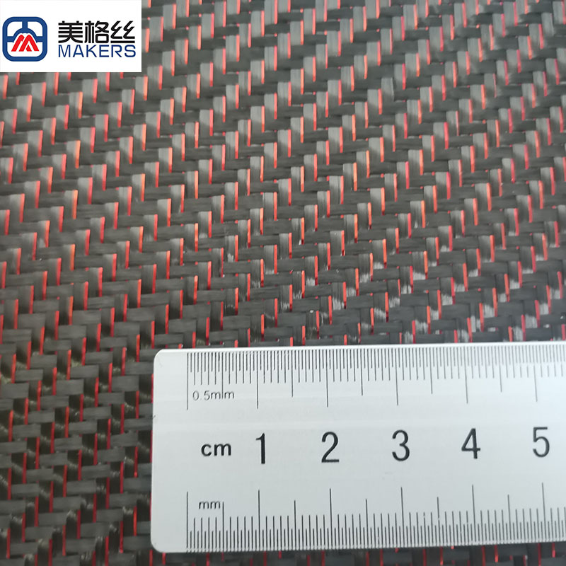 3k 240gsm metallic carbon fiber fabrics twill in red/black /cloth China factory