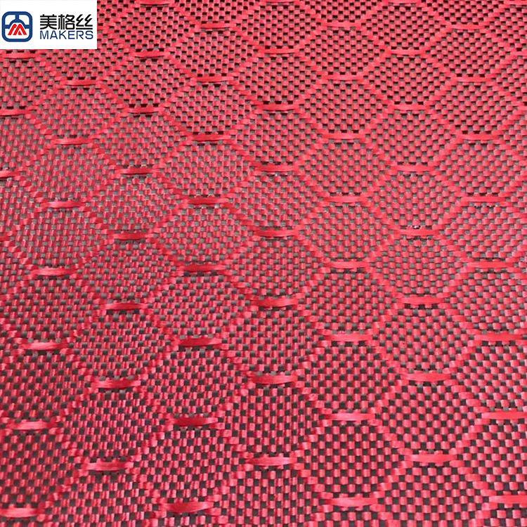 3k 240gsm red/black honeycomb/hexagonal pattern carbon fiber fabrics/cloth