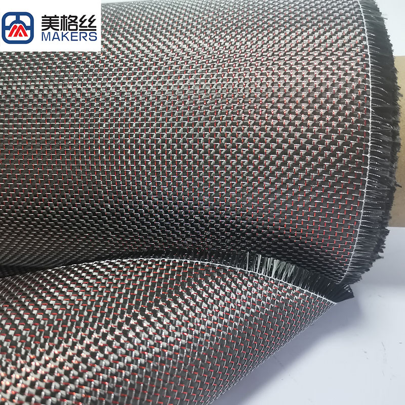 3k 240gsm metallic carbon fiber fabrics in red/black /cloth mainland yarn