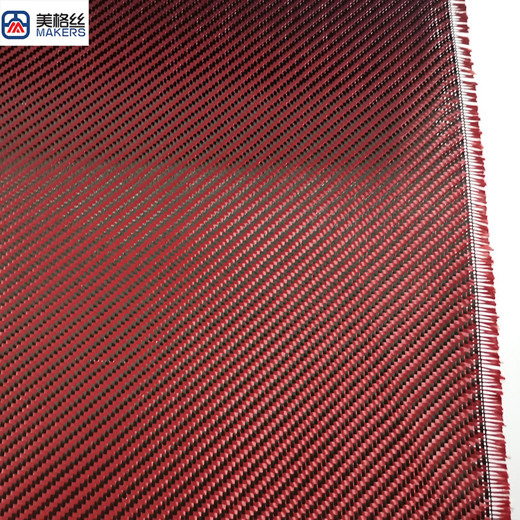 3k 200gsm 240gsm h ybrid twill red/black carbon fiber fabric and kevlar