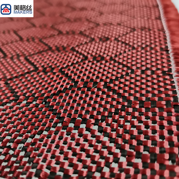 3k 240gsm red/black honeycomb/hexagonal pattern carbon fiber fabrics/cloth