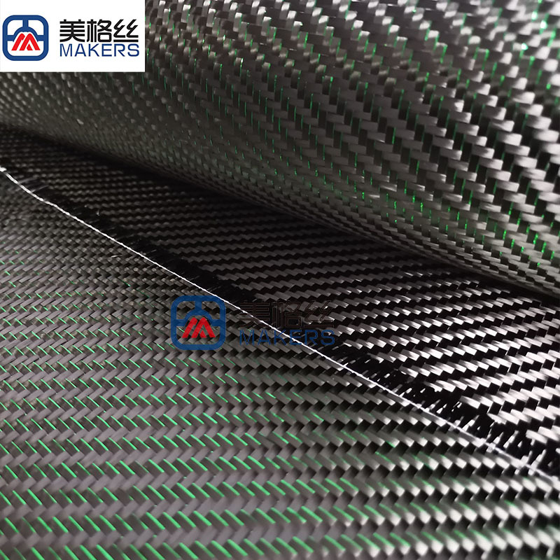 3k 240gsm metallic carbon fiber fabrics in green/black /cloth China factory