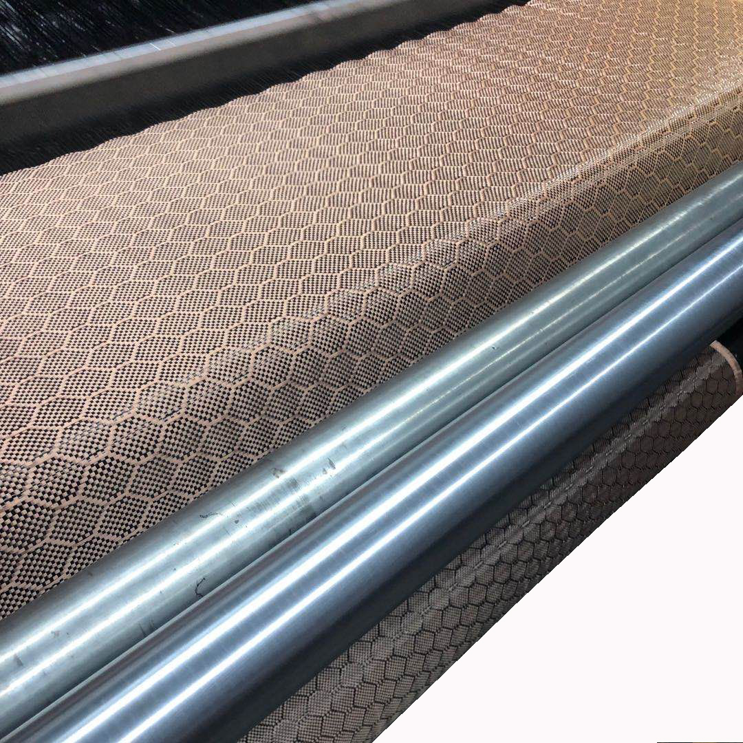 3k 240gsm gold/black jacquard honeycomb/hexagonal pattern carbon fiber fabrics/cloth China factory