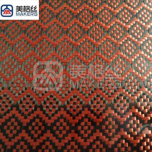 3k 240g foral pattern jacquard carbon fiber fabric in orange