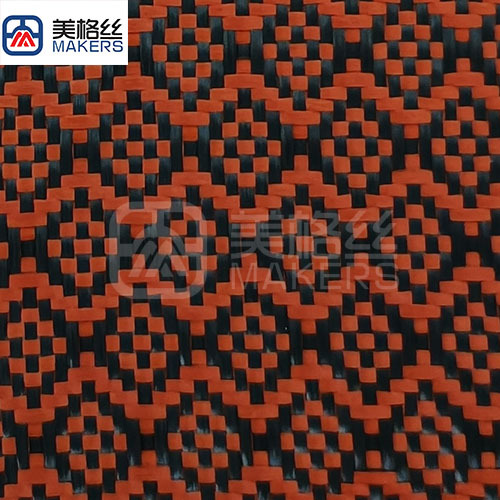 3k 240g floral pattern jacquard carbon fiber fabric in orange