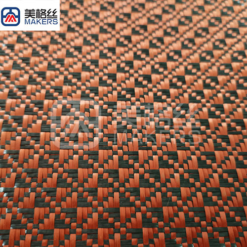 3k 240g foral pattern jacquard carbon fiber fabric in orange