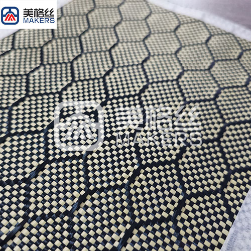 3k 230gsm hexagon pattern aramid kevlar fabrics/ cloth in yellow