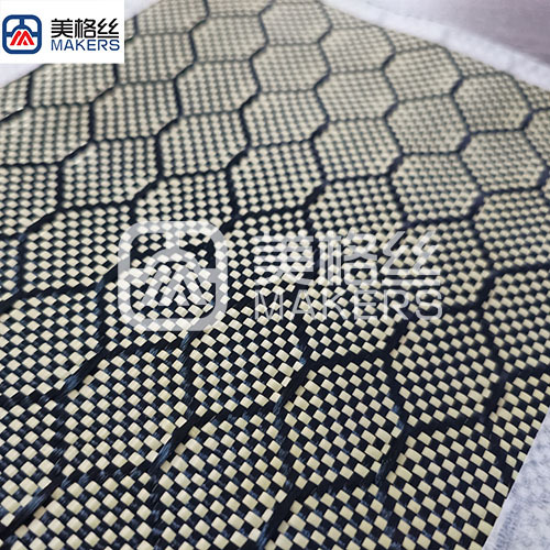 3k 230gsm hexagon pattern aramid kevlar fabrics/ cloth in yellow