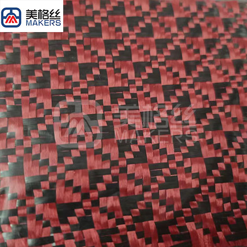 3k 240g floral pattern jacquard carbon fiber fabric in red