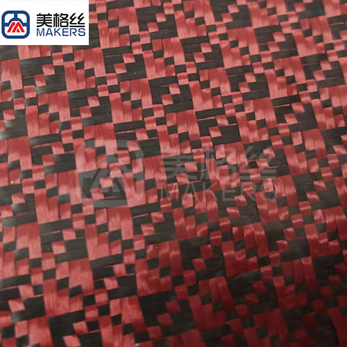 3k 240g floral pattern jacquard carbon fiber fabric in red