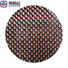 3k 200gsm Z pattern carbon/aramid Kevlar hybrid fiber fabric in red,yellow and black