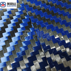 New arrival 12K 210gsm 6x6mm twill weave spread tow carbon fiber fabric cloth in blue and black