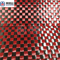 New arrival 12K 266gsm 6x6mm plain weave spread tow carbon fiber fabric cloth in red and black